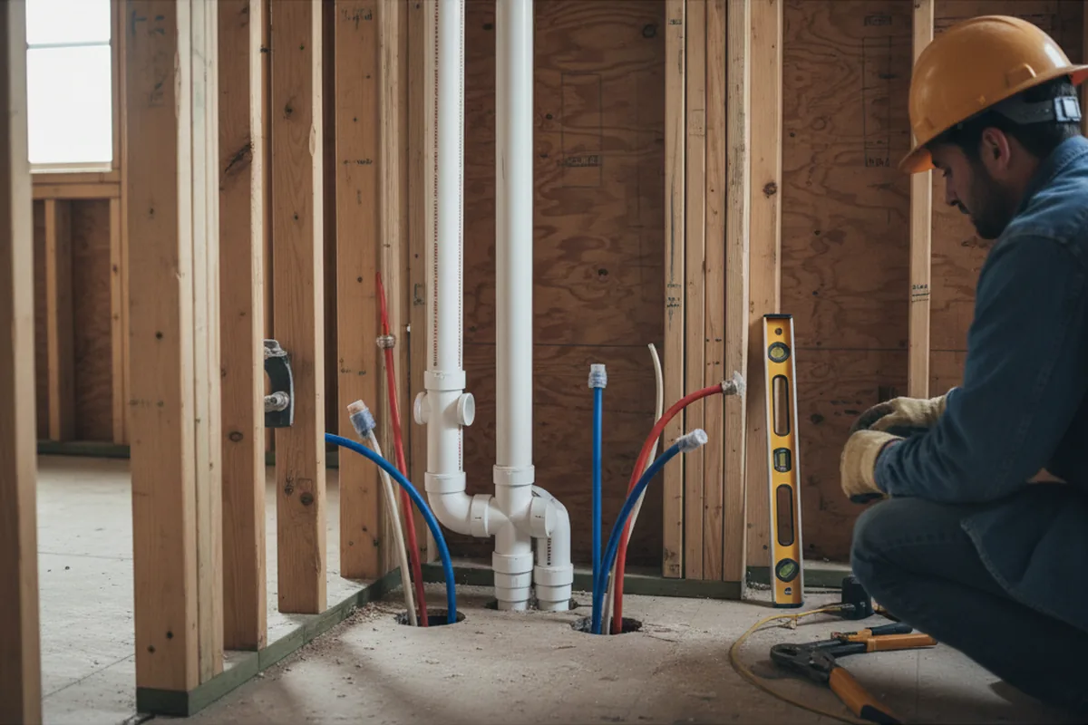 Drain and supply rough-in during Drain Cleaning in Unionville